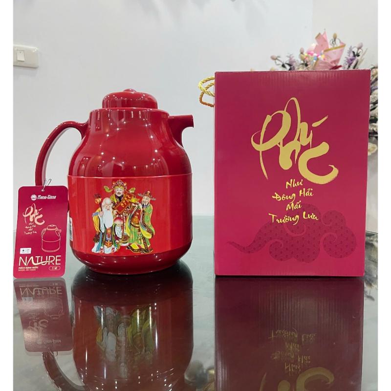 Bình pha trà giữ nhiệt Rạng Đông RD-1055 TS 1 Lít, họa tiết hoa văn Tết bắt…
