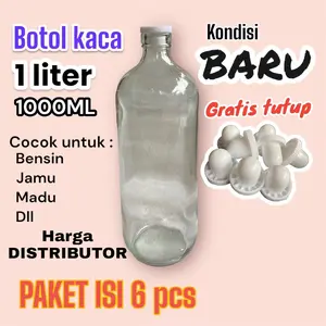 Paket isi 6 pcs botol 1000ml botol kaca