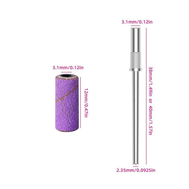 Nail Polishing Kit, 60pcs Multi-size Nail Polishing Belt & 1 Count 3.1mm Drill Bit Attachment Shaft, Nail Acrylic Gel Removal and Shaping Tool, Manicure & Pedicure Tools, Christmas Gift 1