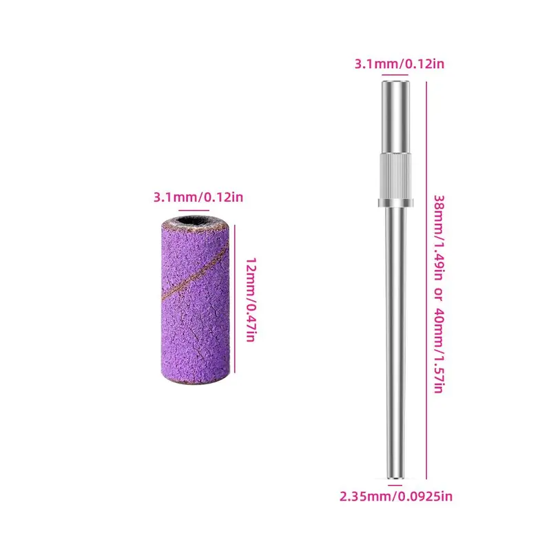 Nail Polishing Kit, 60pcs Multi-size Nail Polishing Belt & 1 Count 3.1mm Drill Bit Attachment Shaft, Nail Acrylic Gel Removal and Shaping Tool, Manicure & Pedicure Tools, Christmas Gift 1