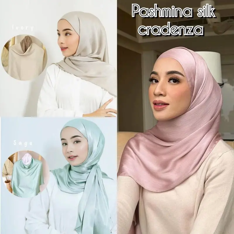 Pashmina Cradenza Silk Airflow Premium || Pasmina silk Cradenza Luxury size 180cm X 75cm 4
