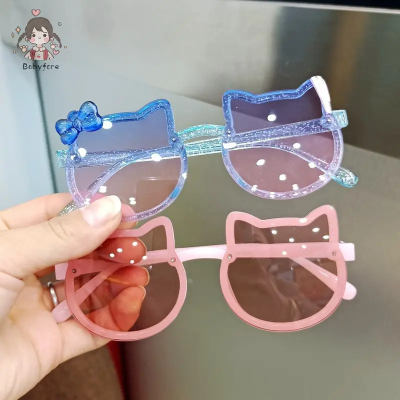 Children Cute Animal Cartoon Cat Vintage Polarized Sunglasses Boy Girl Outdoor Sun Protection Glasses Kids UV400 Sunglasses