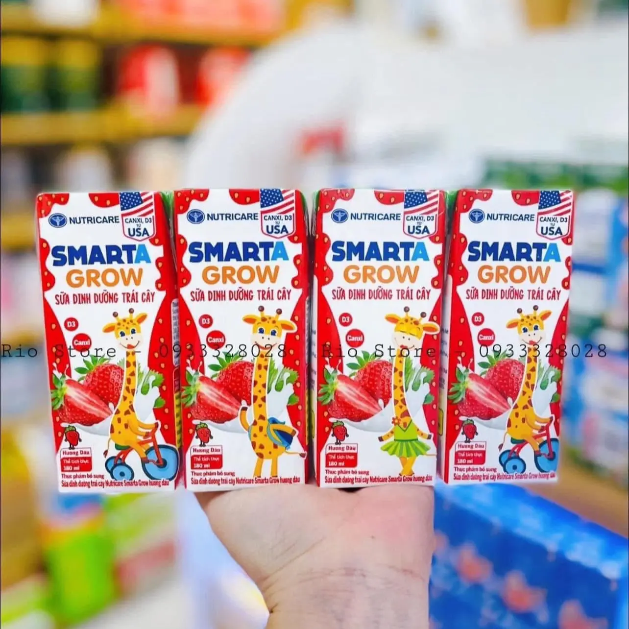 Sữa tươi pha sẵn uống trái cây hương cam dâu smarta grow 180ml cho bé trên 1tuổi