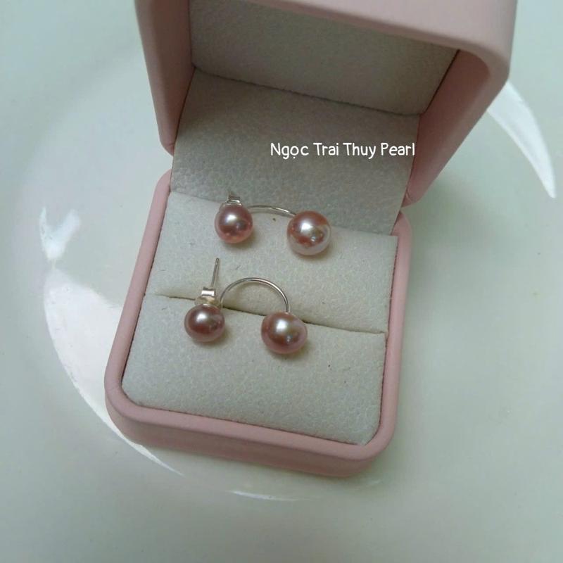 Product Introduction of Bông tai ngọc trai dáng treo size 7 -8mm dạng bán cầu  các màu đeo 2 kiểu 29