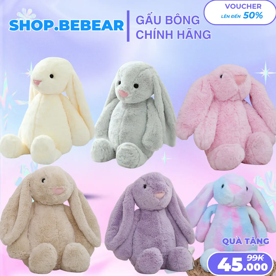 Gấu Bông Jellycat thỏ 40cm，GẤU BÔNG JELLYCAT, thỏ sang trọng,thỏ tai dài gấu bông jellycat thỏ,Món quà tốt nhất cho trẻ em gấu jellycat gaubongcute cute