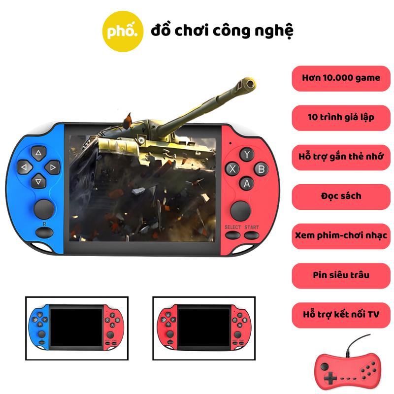 Máy Chơi Game Cầm Tay X7s - 999 Trò Chơi - Kèm Tay Cầm Chơi Game 2 Người - Tặng Kèm Pin sạc Chơi Điện Tử nintendo may choi mini 800