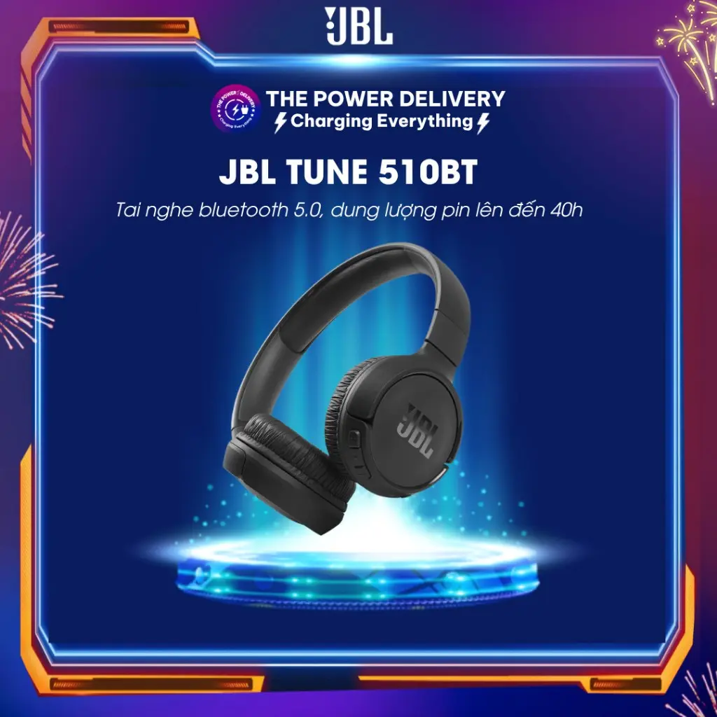 Tai Nghe Bluetooth JBL Tune 510BT On-Ear, Bluetooth 5.0, Pin 40h, Thiết kế đẹp mắt đeo lâu không mỏi