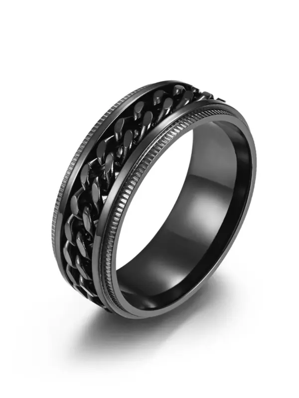 1 Piece Unisex Punk Style Chain & Texture Metal Design Ring, Trendy Casual Ring, Fashion Accessories for Daily & Party Decoration 0