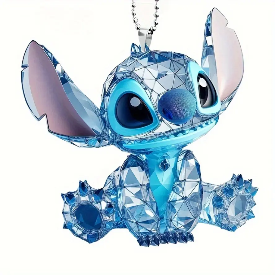 new Disney Stitch Acrylic Pendant - 2D Crystal Car Decor, Dual-Tone Keychain & Phone Charm, Sun Catcher for Home & School