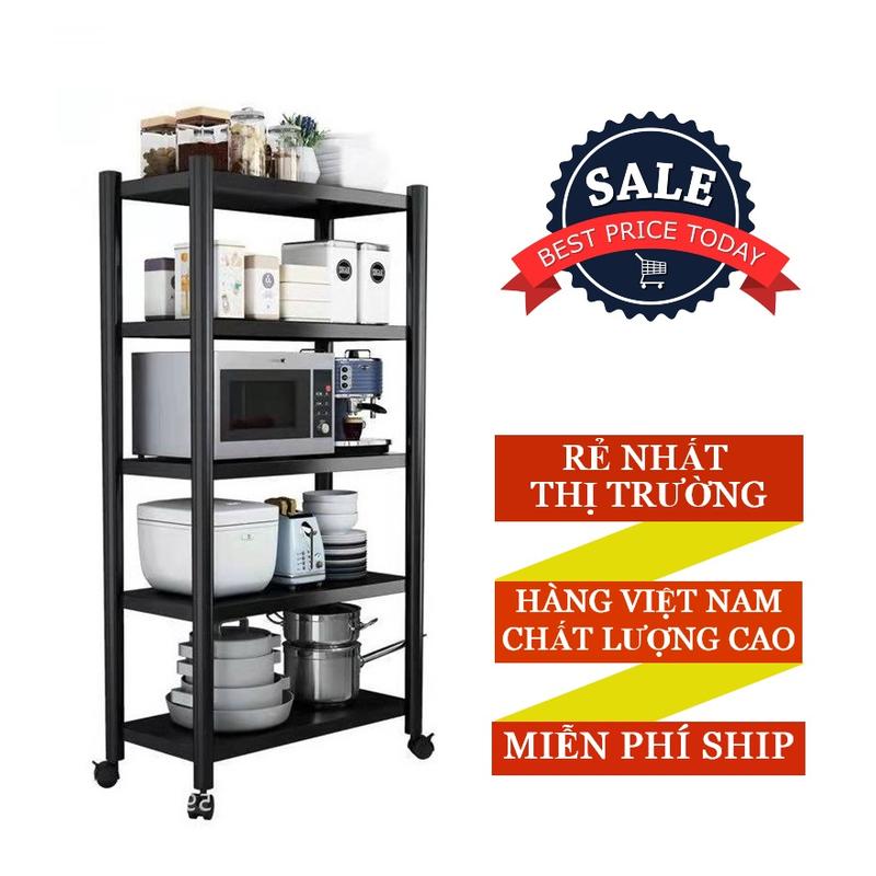 Kệ lò vi sóng bền chắc, có bánh xe, để đồ nhà bếp, xoong nồi, lò nướng, nồi chiên không dầu, nồi cơm điện Lắp Ráp Kitchen