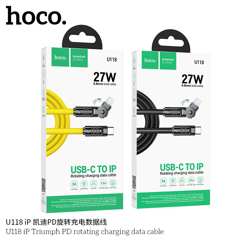 Product Introduction of Cáp Sạc Nhanh Hoco U118 Đầu Xoay 180Độ, Chân Type-C To Lightning Sạc Nhanh 27W Cho iPhone 8/X/Xs/Xsmax/Xr/11/12/13/14 Series, Cáp Bọc TPE Mềm Mại, Bền Bỉ, Đầu Cắm Có Led, Tự Ngắt Khi Pin Đầy, Bảo Hành 12 Tháng Phụ Kiện 3