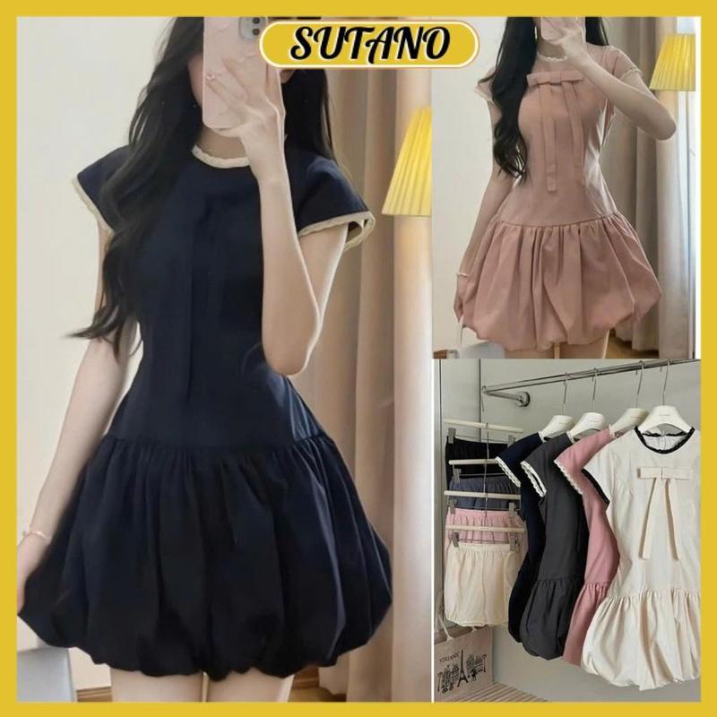 Váy bí đính nơ phối ren phong cách tiểu thư hàn quốc tặng kèm quần bảo hộ V258 SUTANO