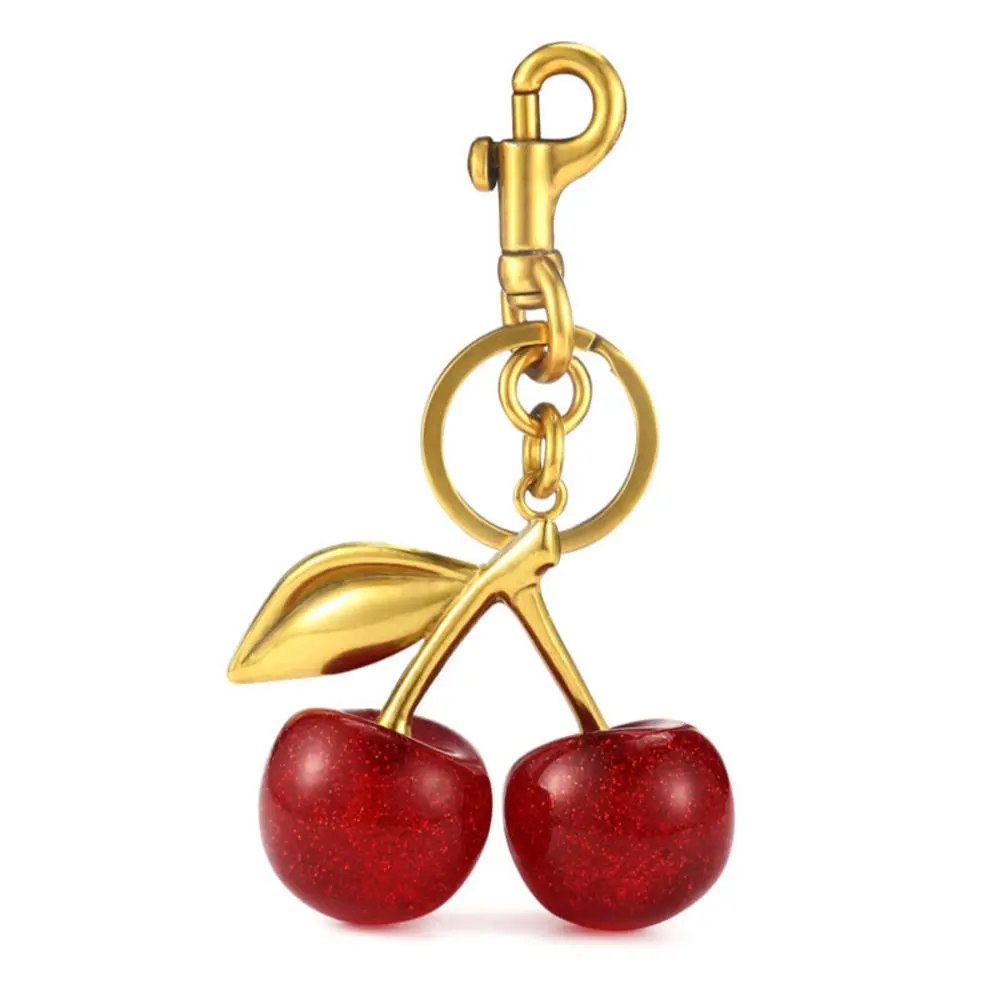 Red Cherry Pendant Keychain for Women'S Cute Bag Decoration Multifunctional Jewelry Car Key Accessories Trendy Charm Keyring