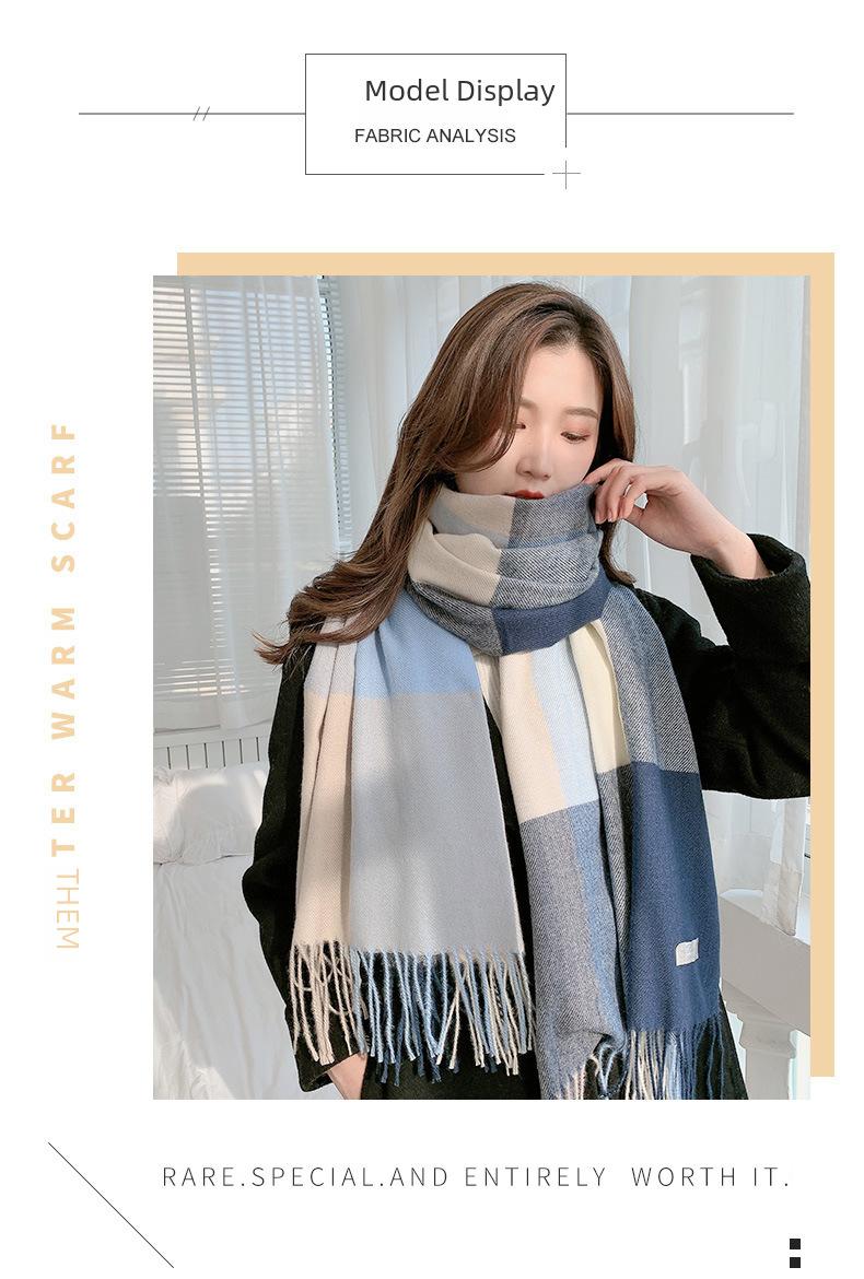 Product Introduction of New Plaid Scarf Women's Japanese and Korean Style Sweet Warm Scarf Fashion Shawl Autumn and Winter Artificial Cashmere Scarf enamel  pins selendang  bahu  klasik 10