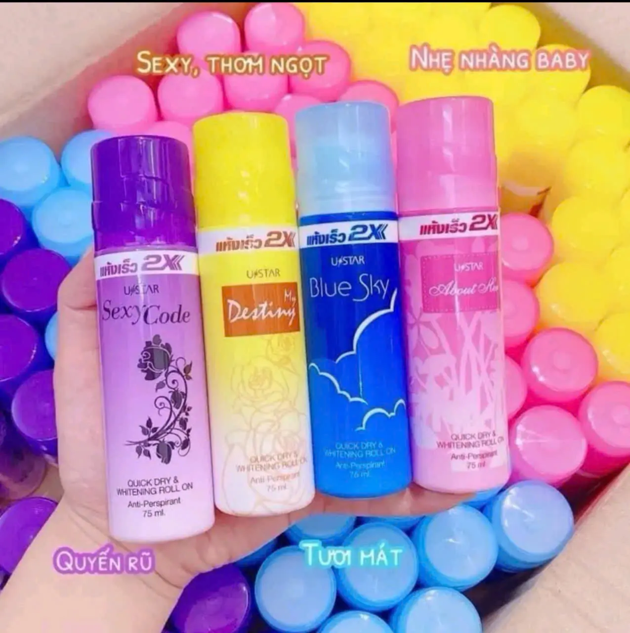 [COMBO 5] Lăn Nách Khử Mùi 2x Thái Lan 75ml Lưu Mùi Thơm Lâu ( có phân loại cho khách mua lẻ)