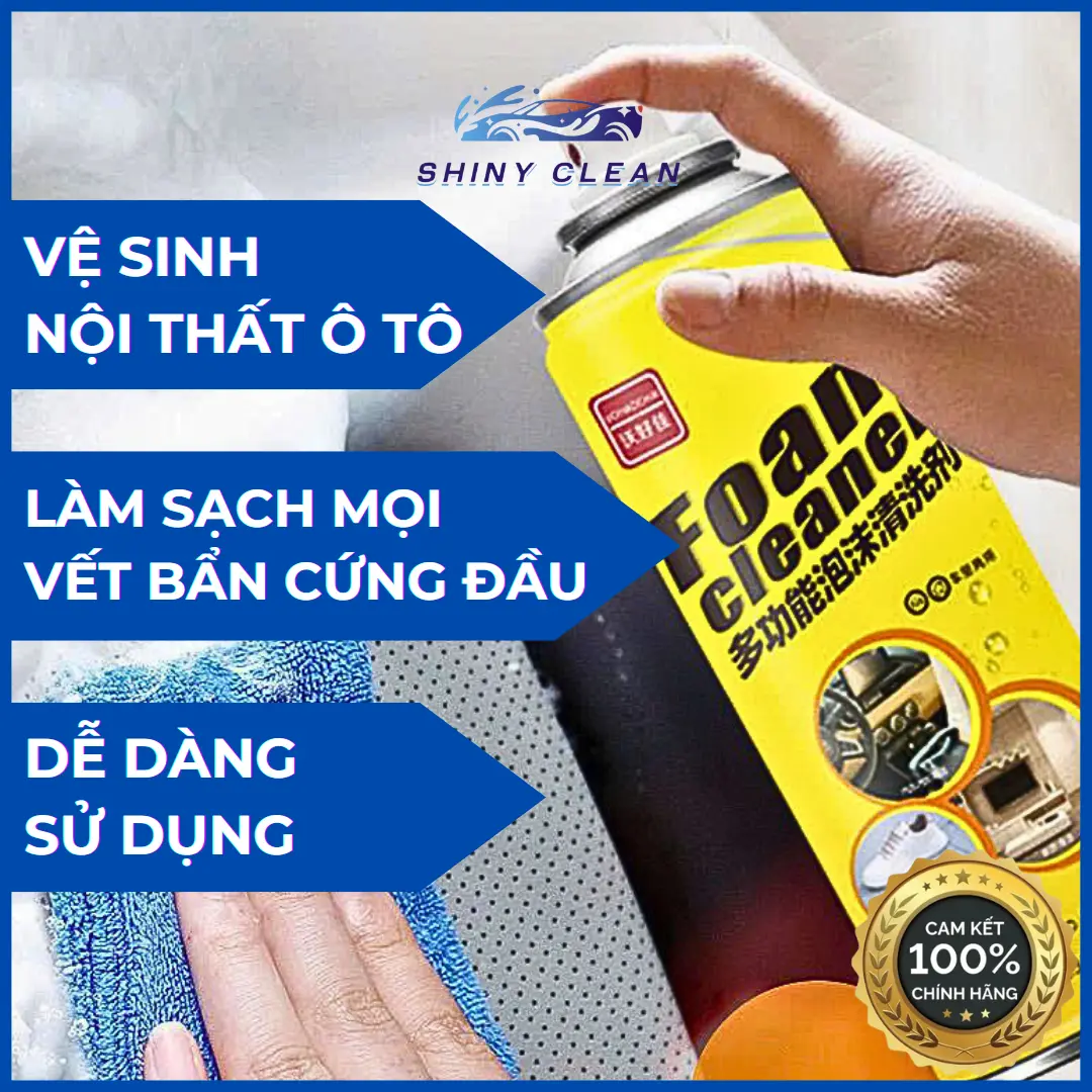 Bọt Vệ Sinh Nội Thất Ô Tô, Vệ Sinh Chuyên Dụng Nội Thất Xe Ô Tô, Vô Lăng, Ghế Lái, Ghế Da, Tẩy Sạch Vết Bẩn, Làm Sáng Bóng Nội Thất, Chai Lớn 650ml