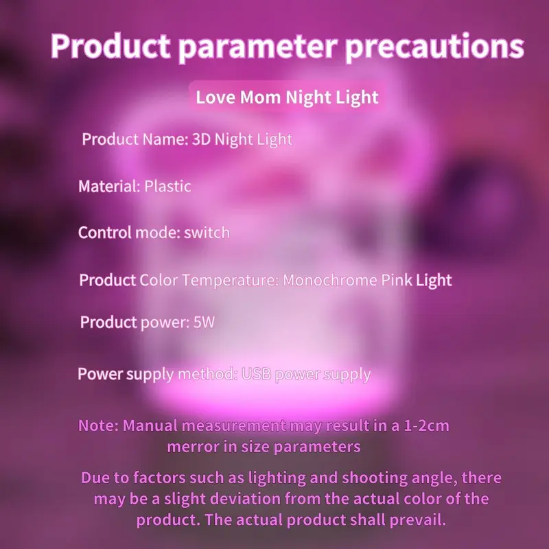 To My Mom Letter Pattern Night Light, USB Powered Desktop Decorative Light, Creative Gift for Mom, Birthday Gift, Mother's Day Gift, Lamp 5