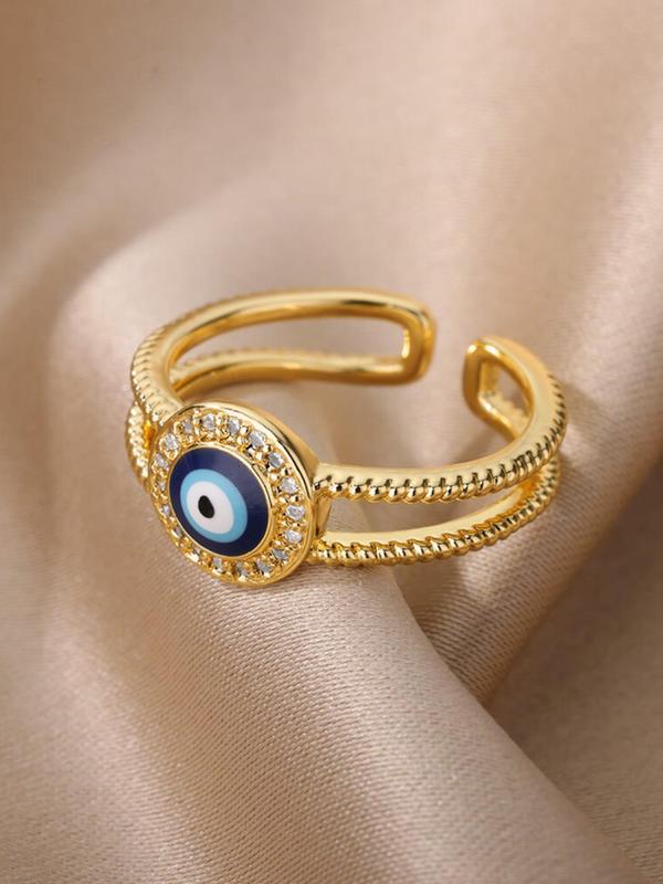 Eye Design Rhinestone Decorated Cuff Ring, Fashion Accessories for Women & Girls, Fashion Jewelry for Party, Daily Clothing Decor, Trendy All-match & Exquisite Jewelry for Birthday Gift 2
