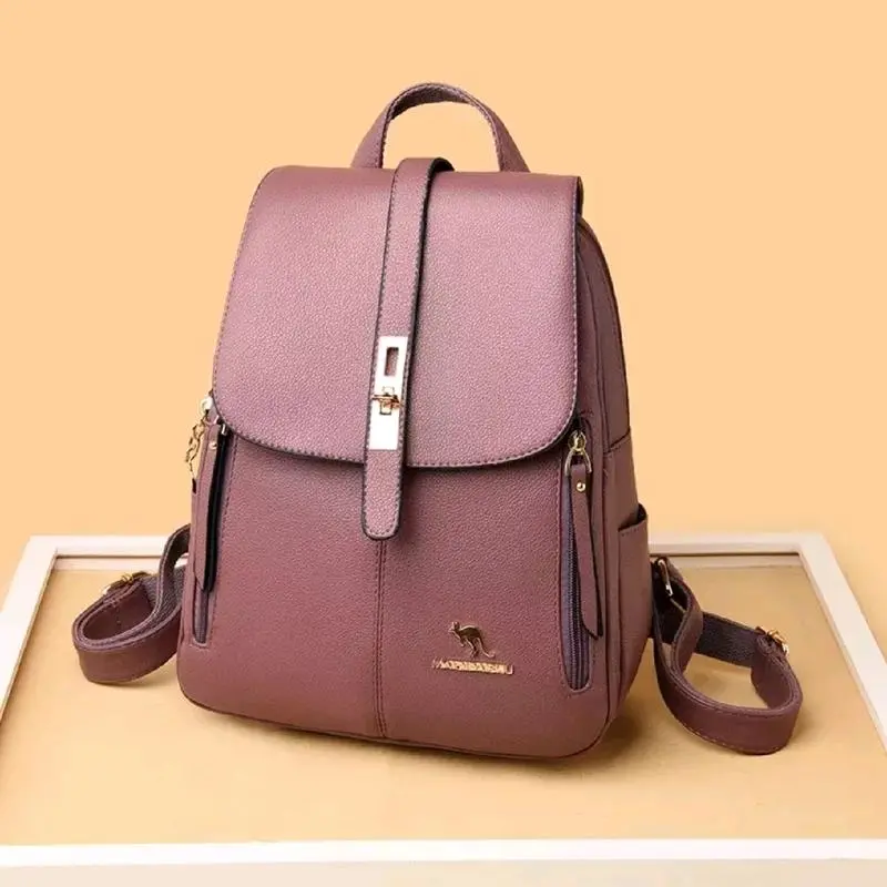 Tas Ransel wanita kuliah cewe populer terbaru Korea Luxury elegan Backpack Stylish Fashion Retro Sekolah Kampus Kulit PU 2