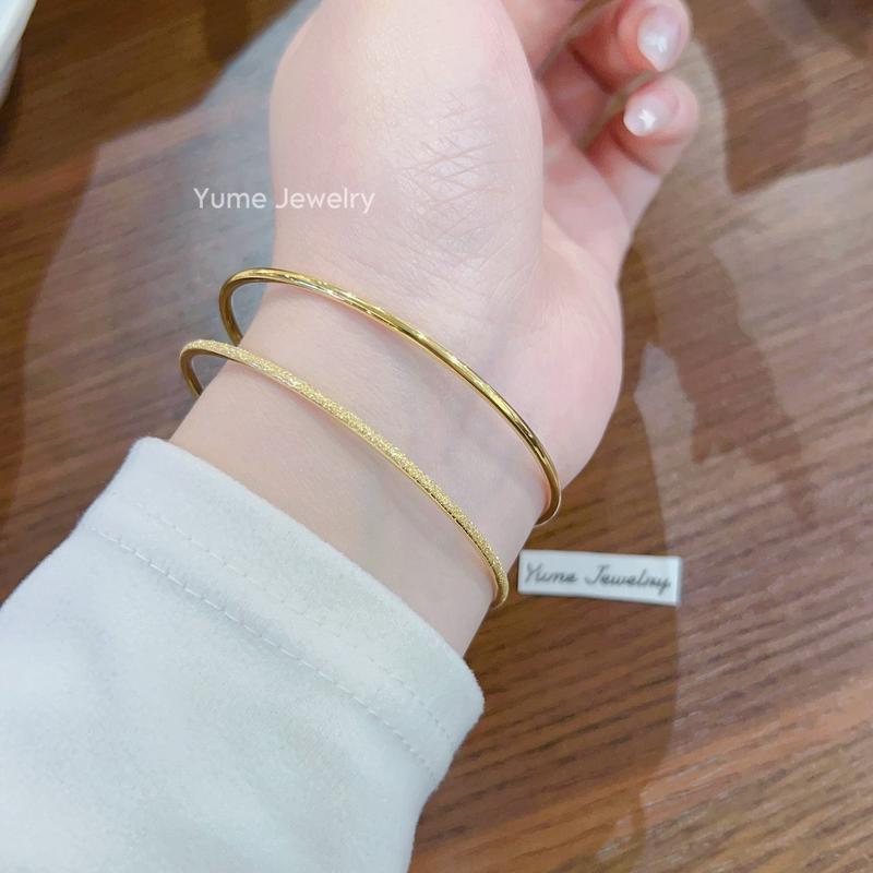 Vòng tay nữ titan 2mm trơn không phai màu không rỉ