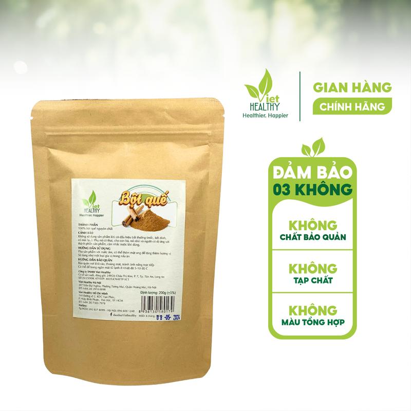 Bột Quế Nguyên Chất Tự Nhiên - Viet Healthy 200g - Gia Vị Thảo Dược