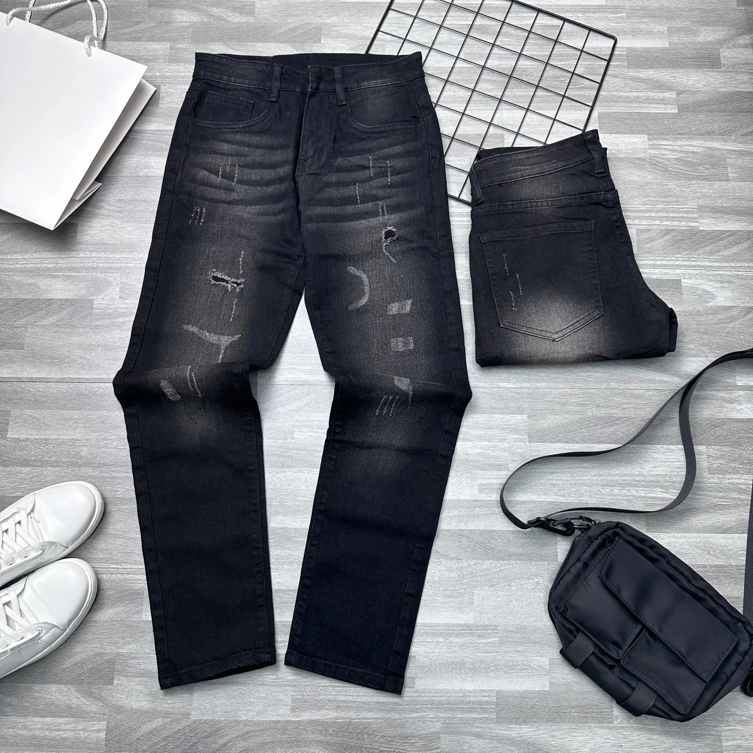[F56] Quần jean nam dài ỐNG ÔM màu đen thiết kế năng động thời trang cá tính trẻ trung Denim Menswear Top
