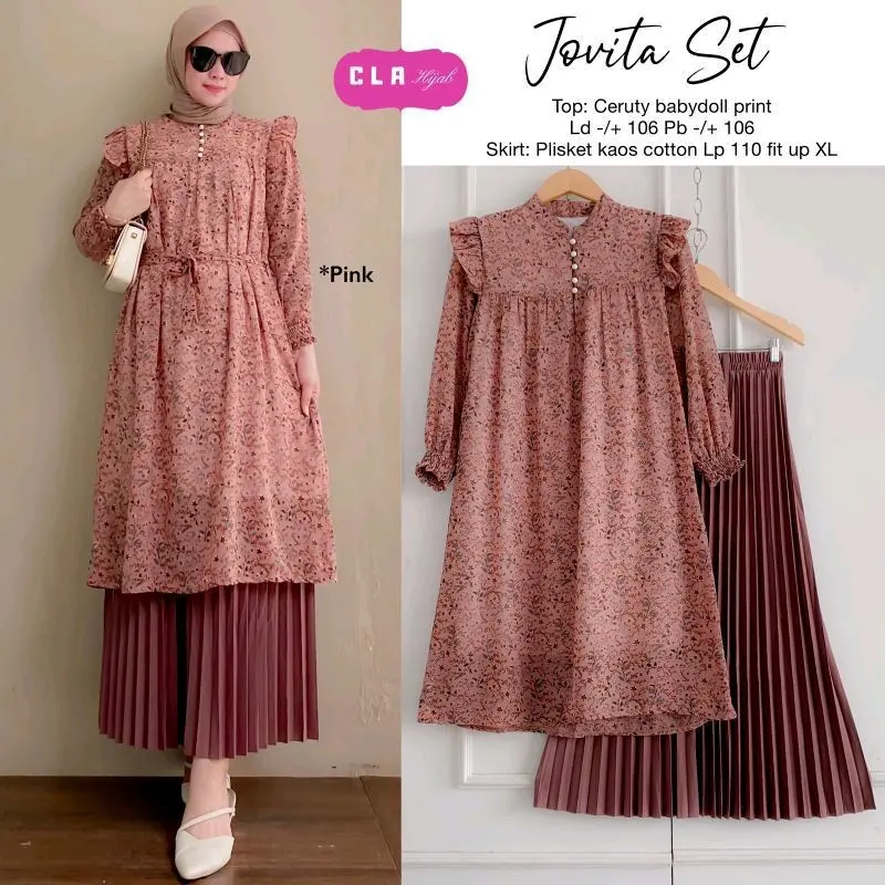 RATI - PEVITA SET JOVITA SET CERUTY Set Rok Wanita Muslimah Simpel Nyaman By Mumufashion Solo