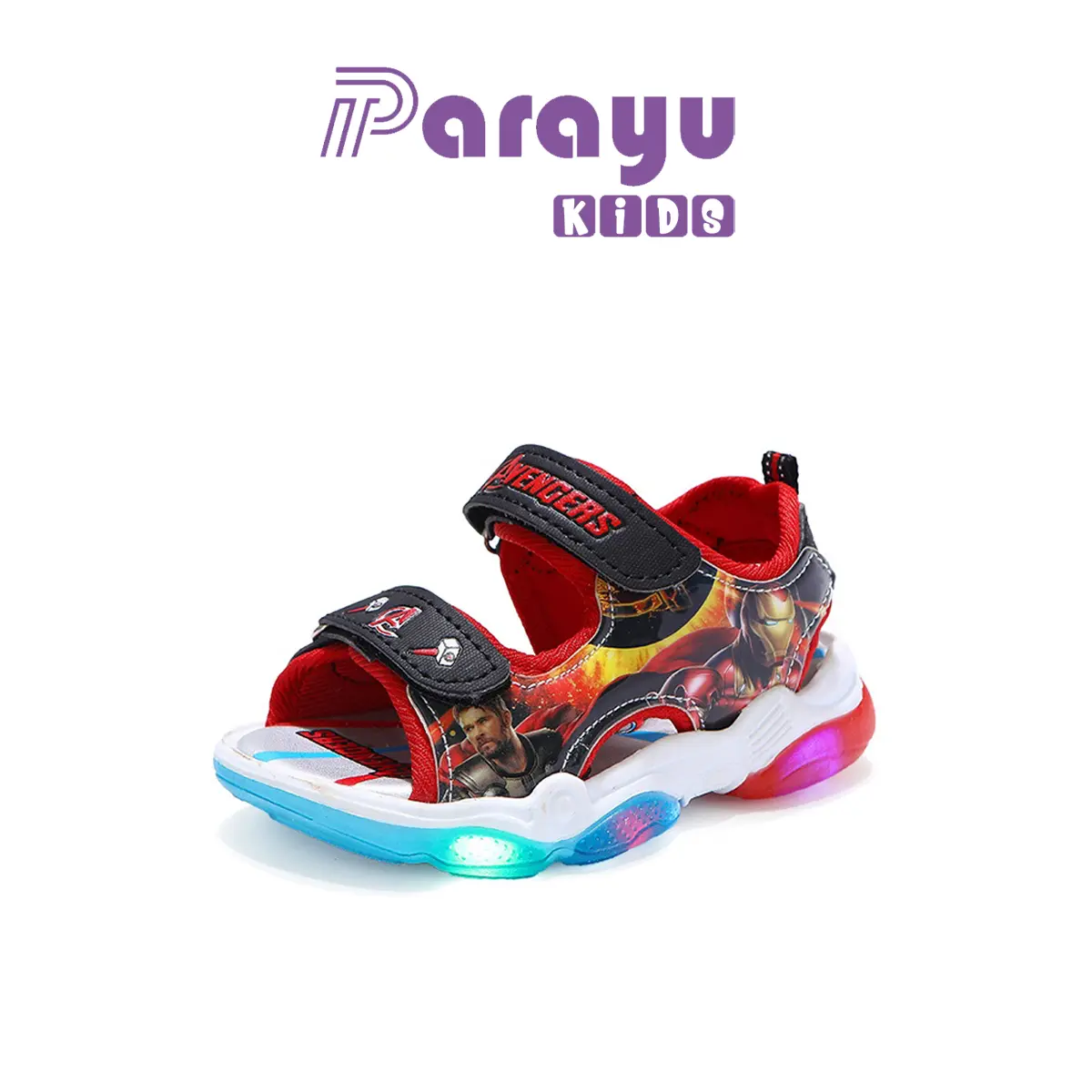 Parayu Kids Sandal Anak  Laki-Laki & Perempuan LED Iron Man 001 Sepatu Import Fashion Terbaru