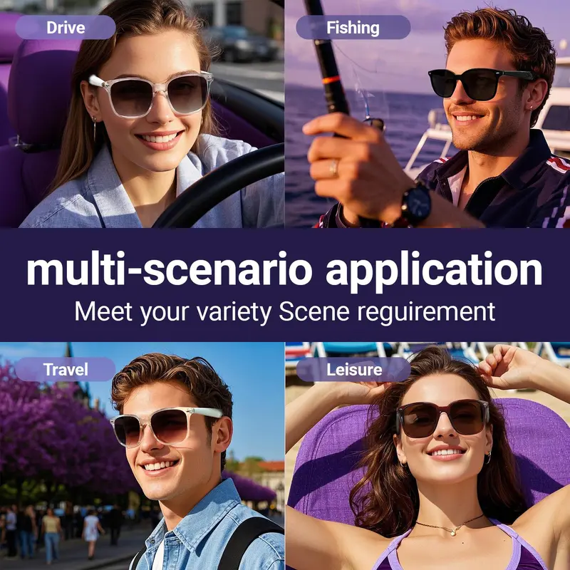 KOIPSSE Smart Glasses, Multifunctional Polarized Sunglasses with Wireless BT5.4 Open Ear Headset, Fashionable Sports Outdoor Smart Glasses 4