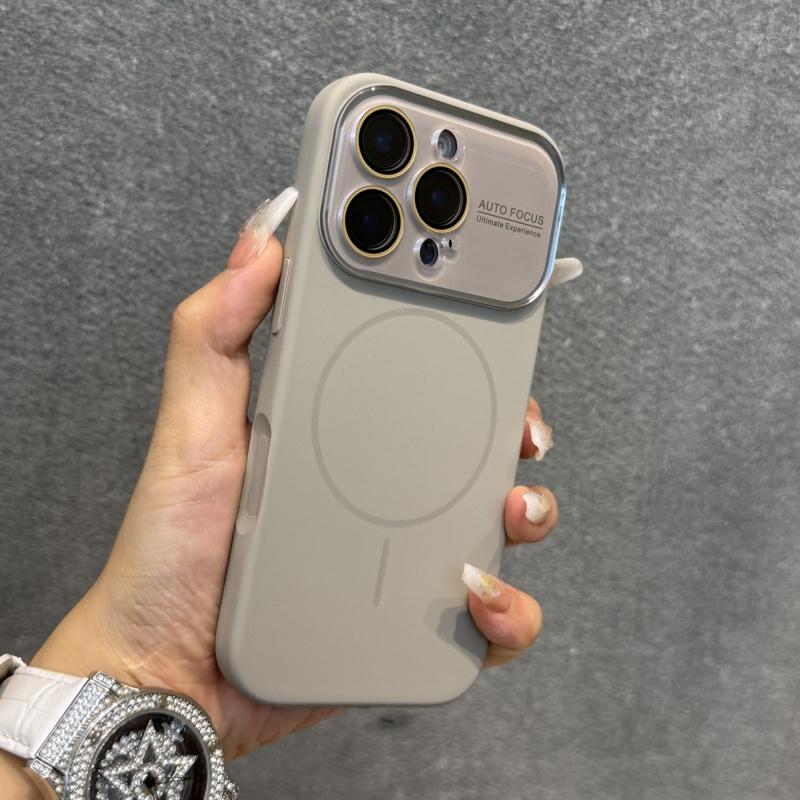  Ốp Điện Thoại TPU Silicon Lỏng Sang Trọng Dành Cho iPhone 16 15 14 Pro Max 13 Có Bảo Vệ Ống Kính Pha Lê Vỏ Sạc Không Dây Từ Tính 