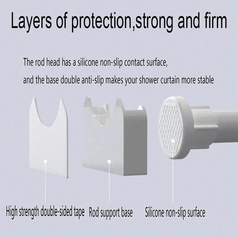 Multifunctional Punch-free Retractable Rod Holder, Non-slip Base Rod Holder, Rod Support, Bathroom Curtain Rod Holder, Home Kitchen & Bathroom Accessories 4