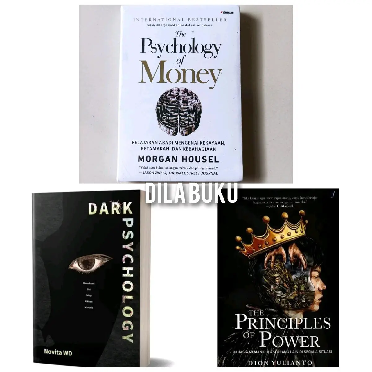 1 Paket 3 buku motivasi; The psychology of money + Dark Psychology + The Principles of power