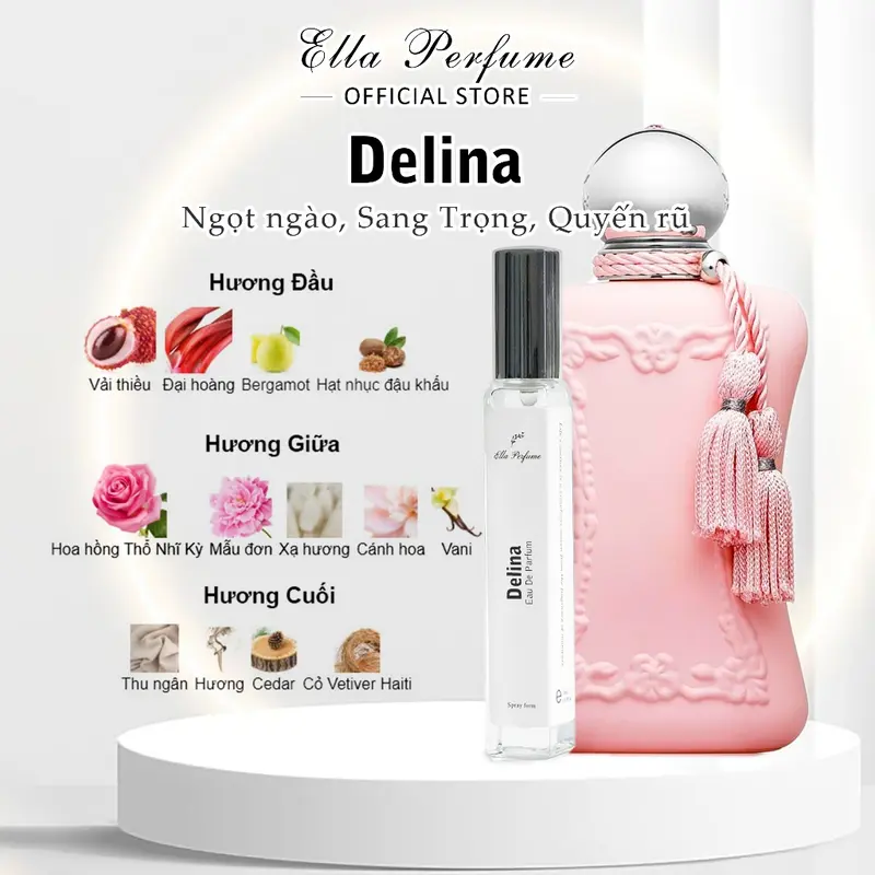 Nước Hoa Nữ Chính Hãng ELLA PERFUME Delina La Rosee / Delina / Valaya - Hương Thơm Dịu Dàng, Gợi Cảm, Sang Trọng 2