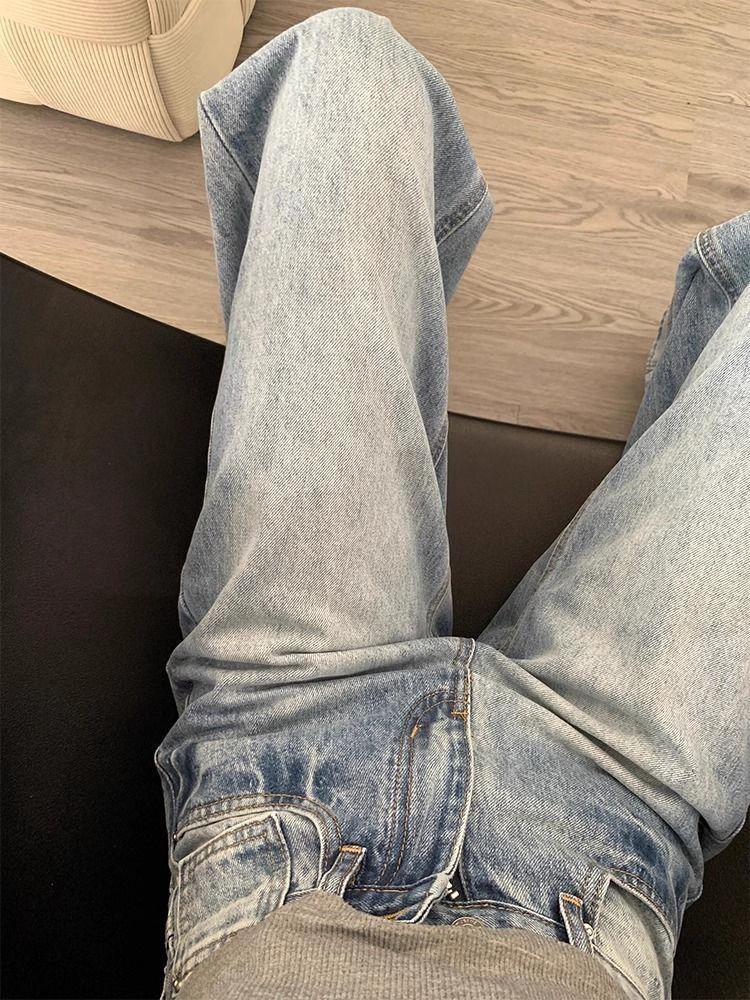 Product Introduction of American Retro High Waist Wide Leg Jeans Women's Spring and Summer Washed Loose Slimming Minority All-Match Smooth Straight-Leg Trousers 6