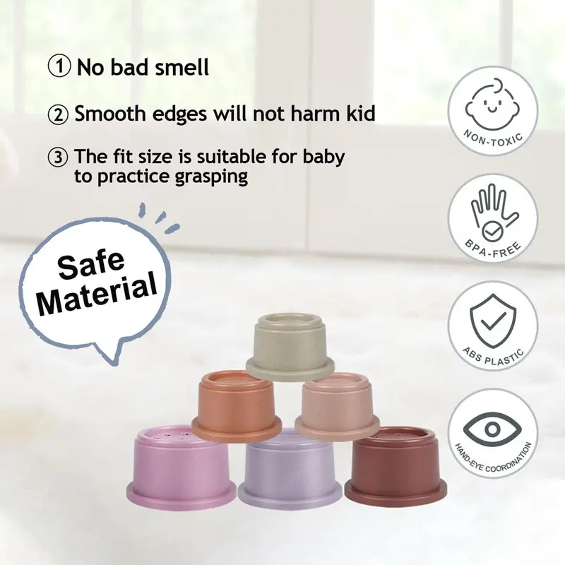 Random Color Stacking Cup Toy, 8 Counts/set Hollow Out Design Counting Toy, Outdoor Water Toy, Creative Birthday and Holiday Gift Options 6