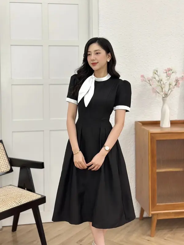 Váy Nữ Công Sở Thanh Lịch Thiết Kế Phối Cổ Nơ Có Bigsize Vp20 Women Dress 3
