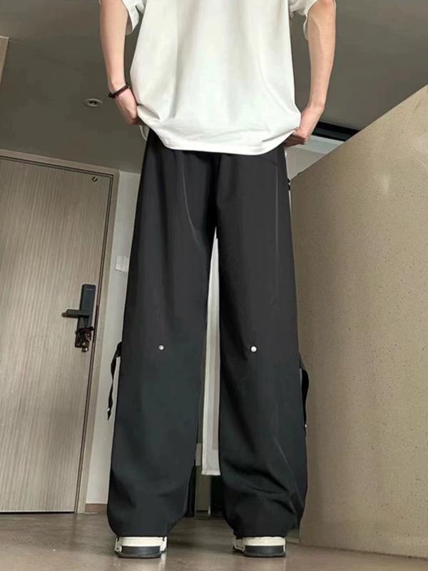 Quần ống suông rộng Unisex PHỐI KHUY BẤM 2 BÊN - Quần ống rộng chất vải LỤA HÀNsiêu đẹp dễ phối đồ Menswear Nam 0