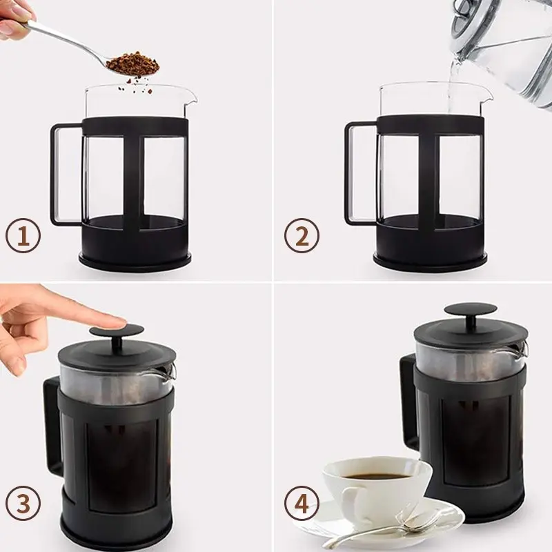 Bình pha cà phê kiểu pháp 350/600ml ​french press ấm pha cà phê trà ​thủy tinh Bình pha trà ​French press ly trắngg 2