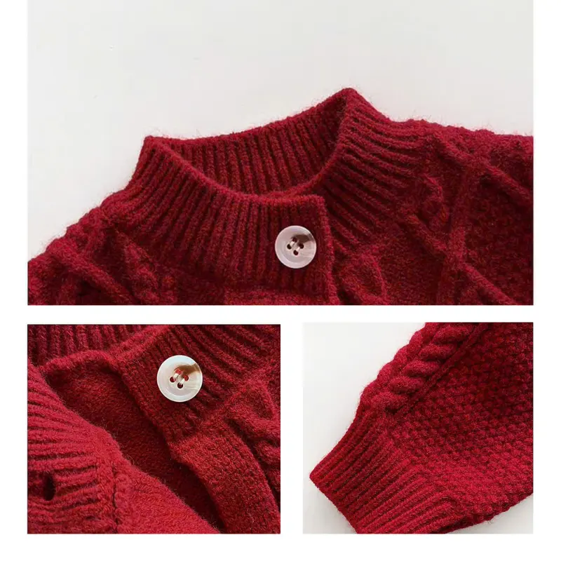 7kg - 18kg - CÓ SẴN - Set áo khoác len, cardigan len kèm quần tất phong cách Hàn Quốc cho bé trai bé gái 7