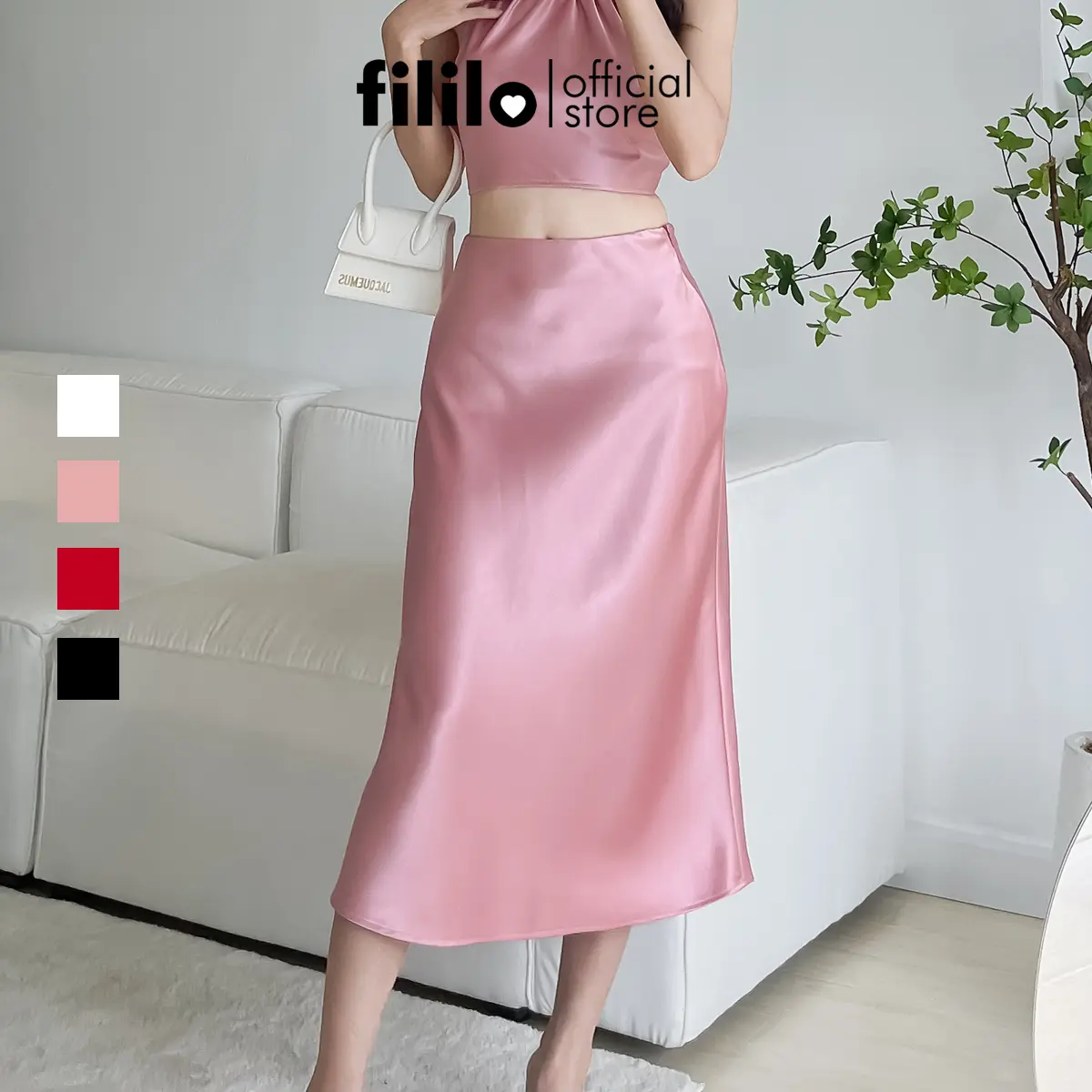 Chân Váy Dài Qua Gối Vixi Skirt Fililo Vải Lụa Xòe chữ A Form chuẩn Thiết kế Cao cấp