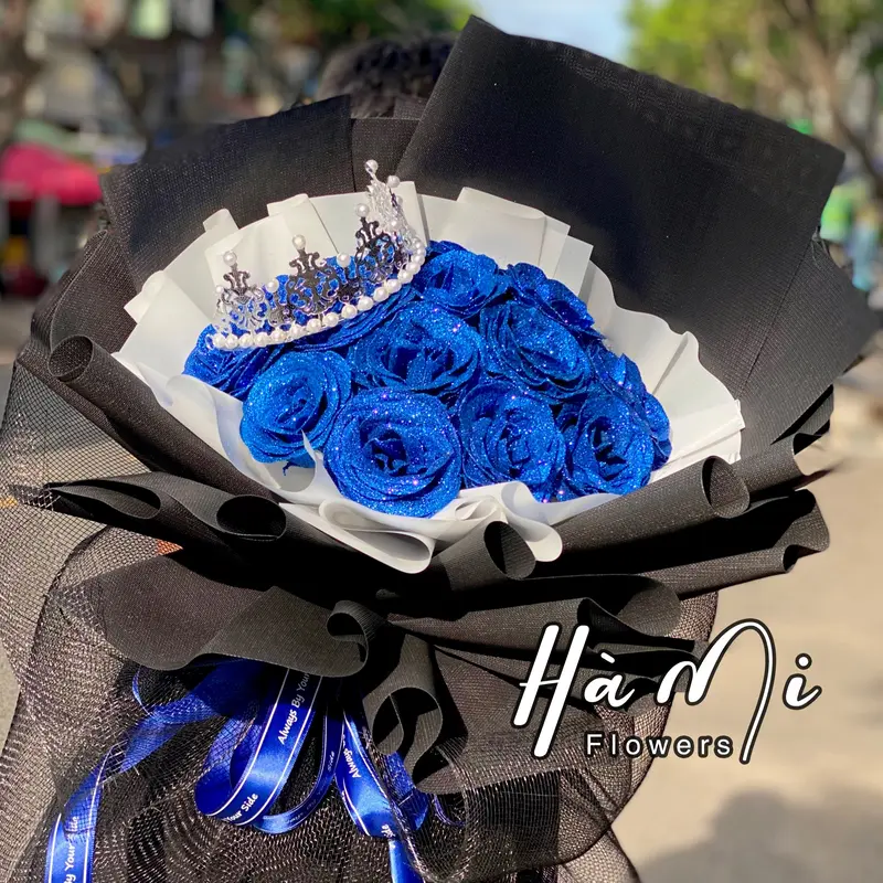 Bó 15 hoa nhũ kim tuyến đỏ/ hồng/Tím - Si Mê Flowers 3