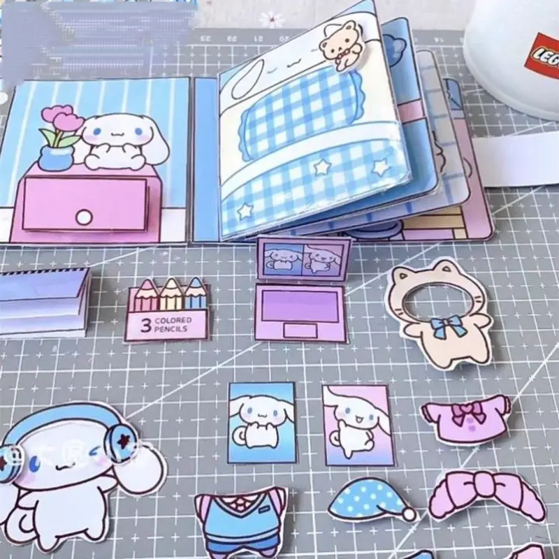 Sanrio Quiet book Cinnamoroll Kuromi Buku Diy Handmade Toys Paper Doll House hand Pom Pom Purin Pochacco Animal House Mainan Edukasi Busy Book Buku Aktifitas Anak Anak Mudah Disusun Bahan kertas Art 60gr Tebal Tidak Mudah Rusak Murah diy Mainan 0