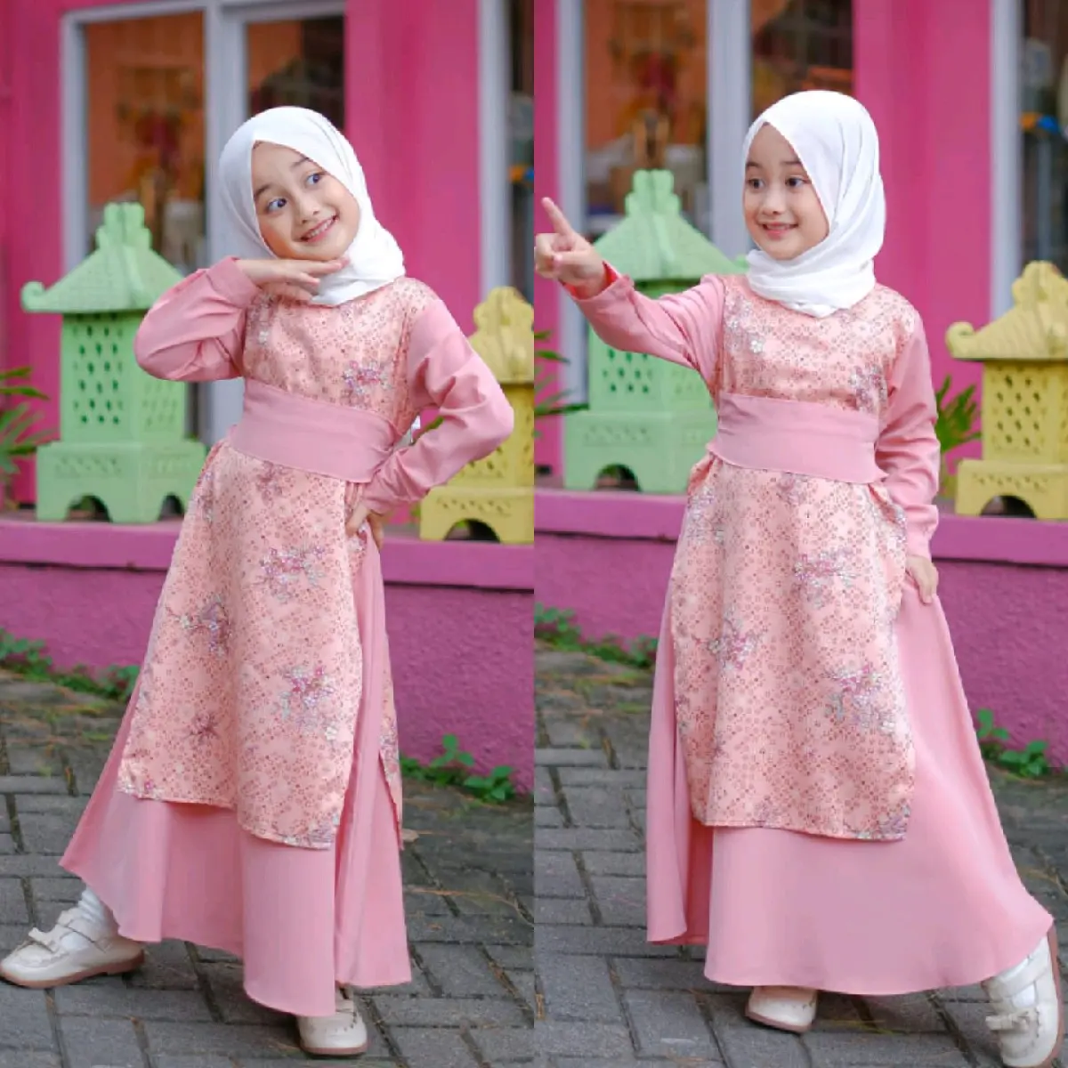 Baju Dress Gamis Anak Perempuan Muslim Model Terbaru Kekinian Cantik Simple Elegant Modern Kombinasi motif Mewah Pesta Kondangan Lebaran  Remaja