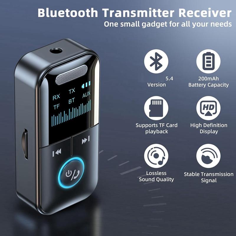 Bluetooth 5.4 Transmitter Receiver Wireless Aux Bluetooth Adapter for TV/Airplane/Car/HiFi/Speaker with Audio Adapter 0