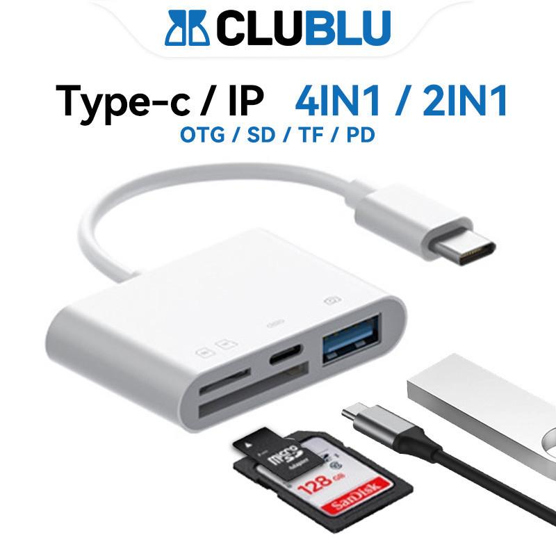 CLUBLU- Đầu Đọc Thẻ Nhớ 4in1 OTG Type-C Lighnting SD TF Máy Ảnh USB Cáp Bộ…