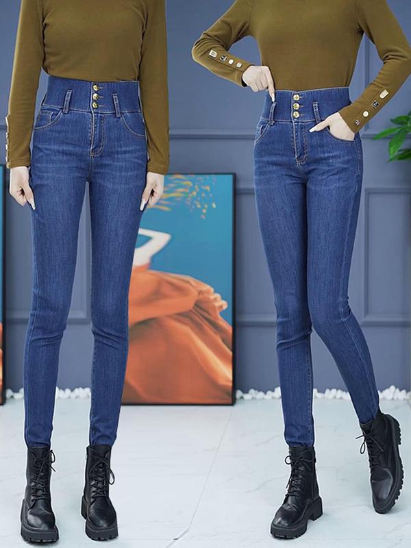 Quần Jean Skinny Nữ Dáng Ôm Lưng Siêu Cao Basic 3 Khuy Q1618 5
