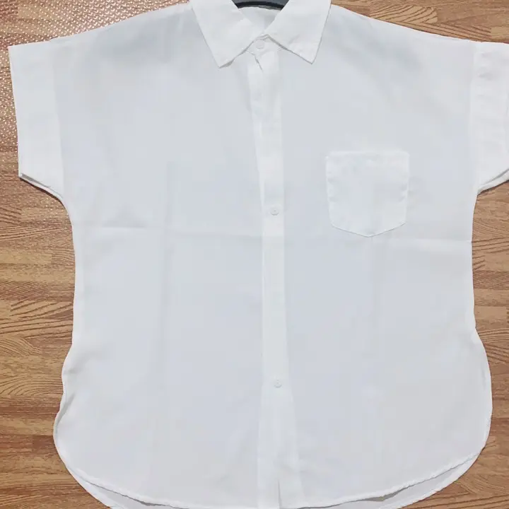 Áo sơ mi nữ trơn cộc tay cánh d.ơ.i có túi hottrend 1