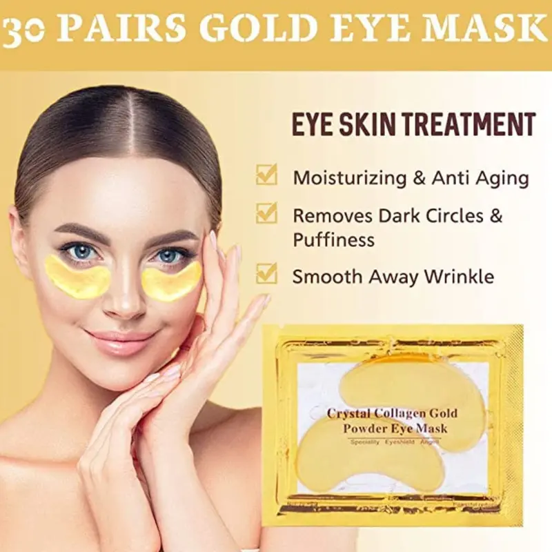 31 Pairs Gold Eye Mask Collagen Eye Gel Pads Under Eye Mask for Puffiness and Dark Circle Under Eye Patches for Women and Men, 24k Gold (31 Pairs Boxed) 5