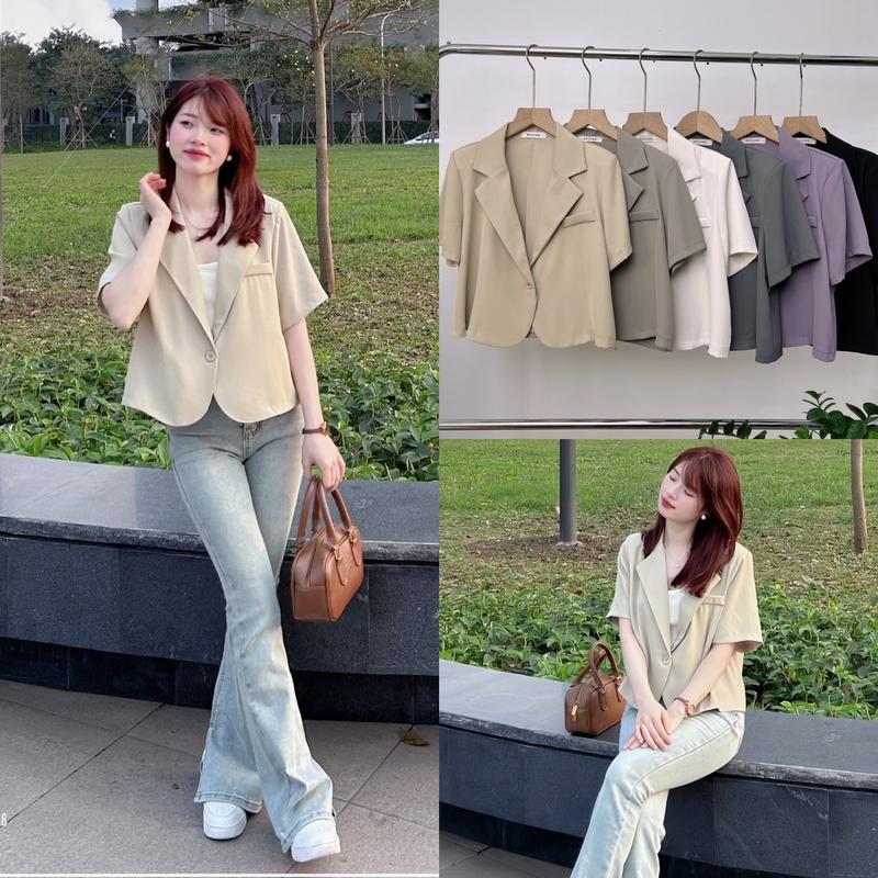 B2 Áo Blazer Áo Vest Cộc Tay Nữ Form Dáng Suông Freesize Nhiều Màu Boiling