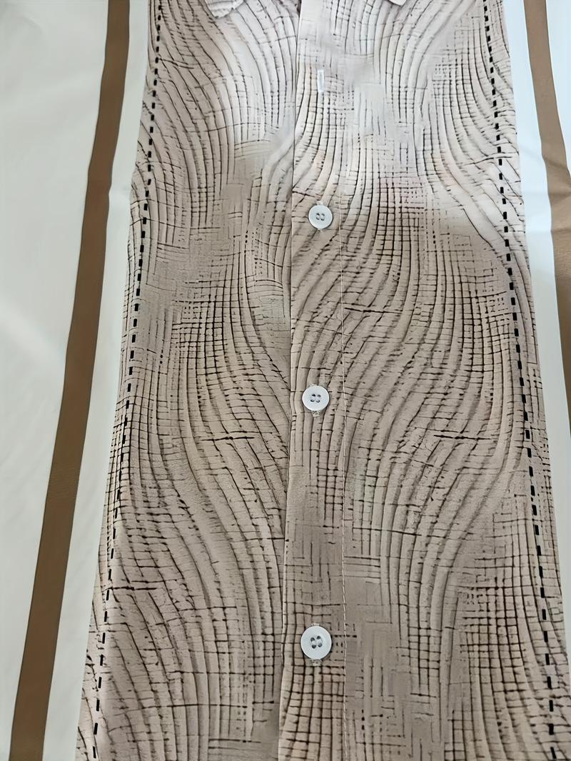Product Introduction of Áo Sơ Mi Nam Họa Tiết Sọc ngắn Tay Áo, Áo Sơ Mi Có Ve Áo, Phong Cách Thường Ngày Cài Nút, Thích Hợp Mặc Hàng Ngày Và Resort Mùa Hè Menswear 3